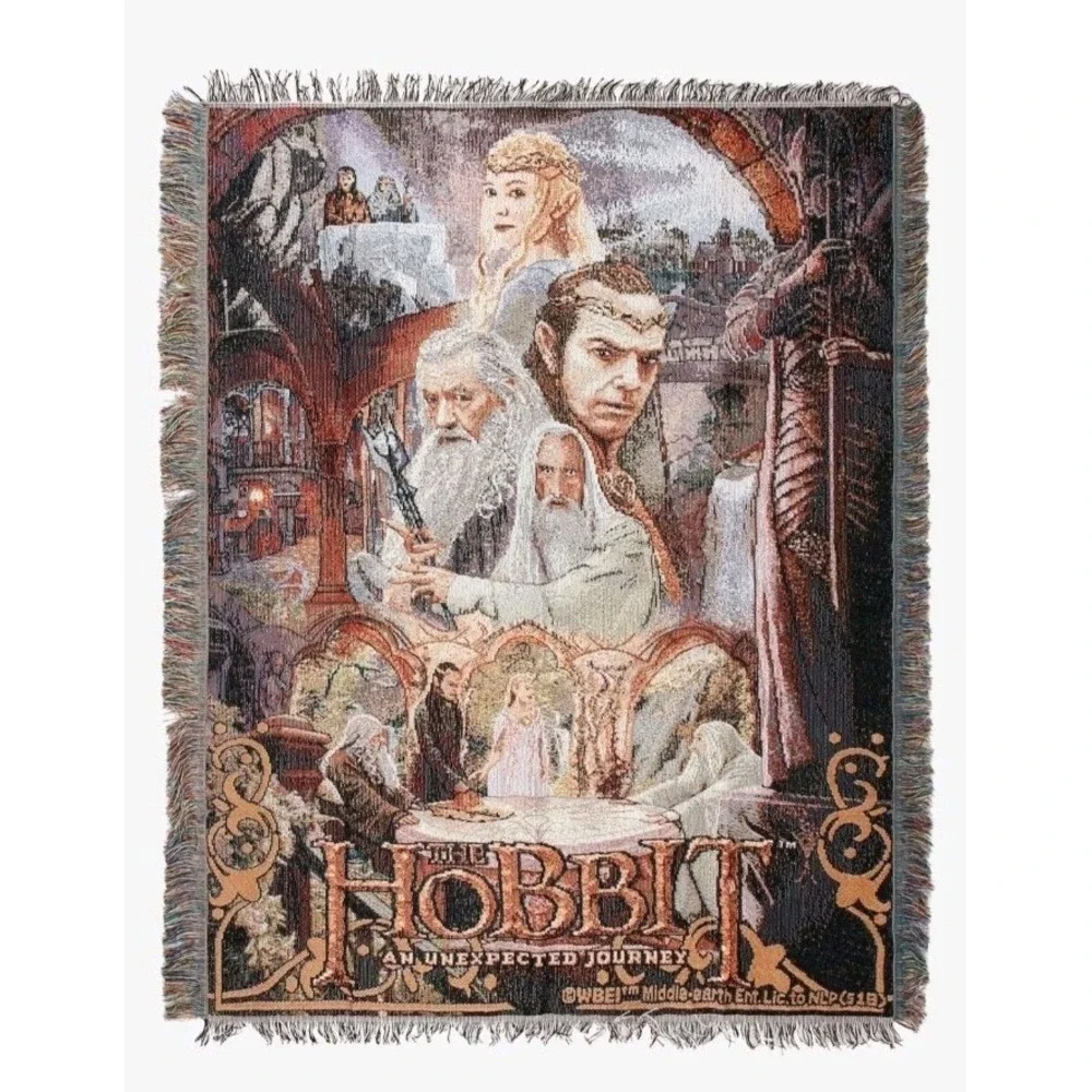 NEW‎ The Hobbit: An Unexpected Journey Group Woven Fringe Tapestry Throw Blanket
